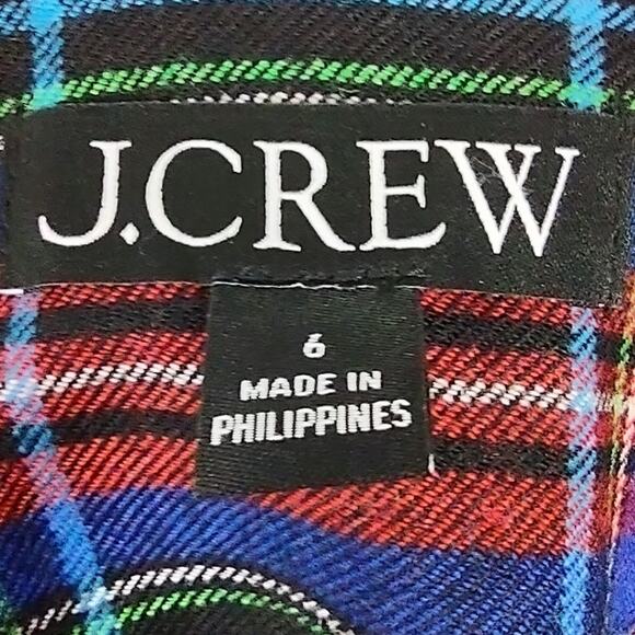 J. Crew Black Red Blue Nipped in Blazer Stewart Tartan Wool Blend Plaid Size 6 - Picture 5 of 16